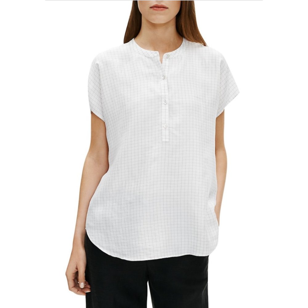 Eileen Fisher Silk Windowpane Top